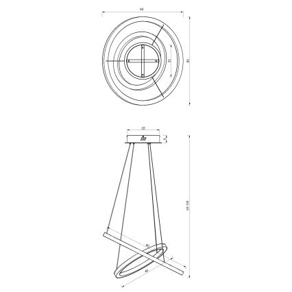 LED Żyrandol na lince GALAXIA LED/46W/230V złoty