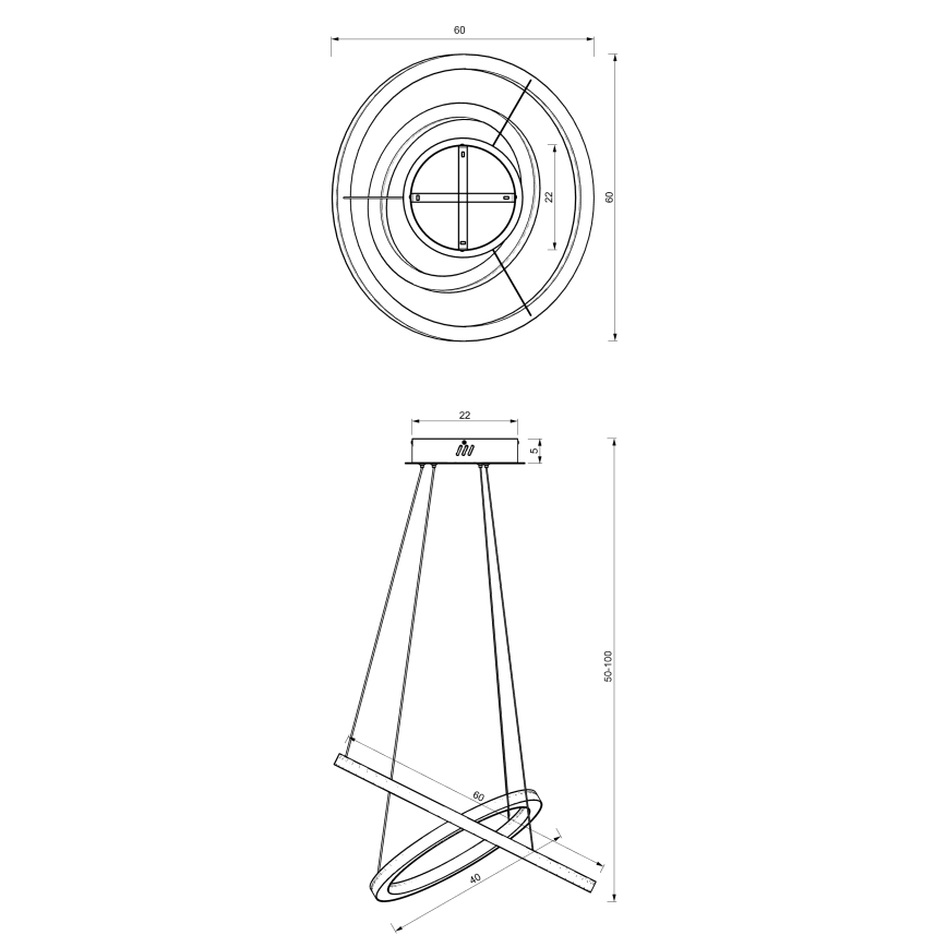 LED Żyrandol na lince GALAXIA LED/46W/230V złoty