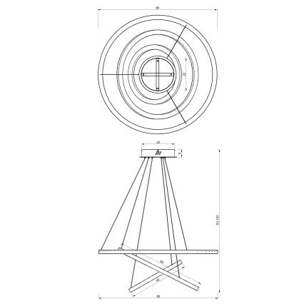 LED Żyrandol na lince GALAXIA LED/85W/230V czarny