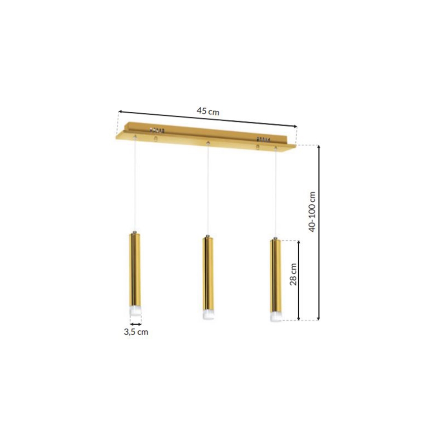 LED Żyrandol na lince GOLDIE 3xLED/15W/230V złoty