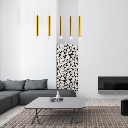 LED Żyrandol na lince GOLDIE 5xLED/25W/230V złoty