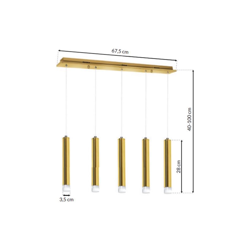 LED Żyrandol na lince GOLDIE 5xLED/25W/230V złoty