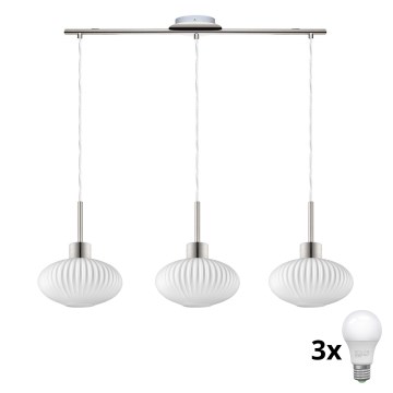 LED żyrandol na lince HARMA 3xE27/60W/230V matowy chrom/biały