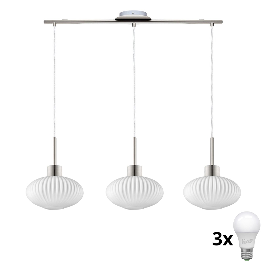 LED żyrandol na lince HARMA 3xE27/60W/230V matowy chrom/biały