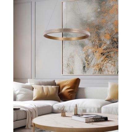 LED Żyrandol na lince HASHIM LED/22W/230V śr. 40 cm miedziany
