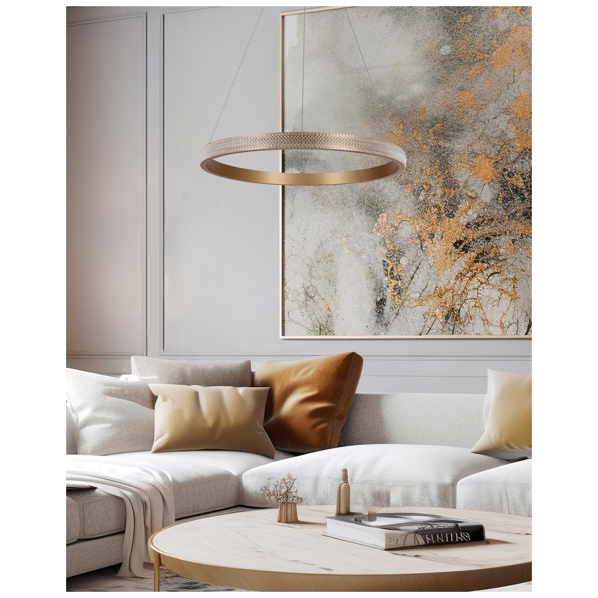 LED Żyrandol na lince HASHIM LED/34W/230V śr. 60 cm miedziany