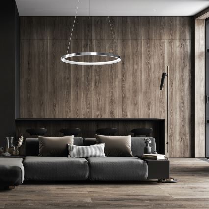 LED Żyrandol na lince HOOP LED/27W/230V śr. 50 cm 4000K chrom błyszczący