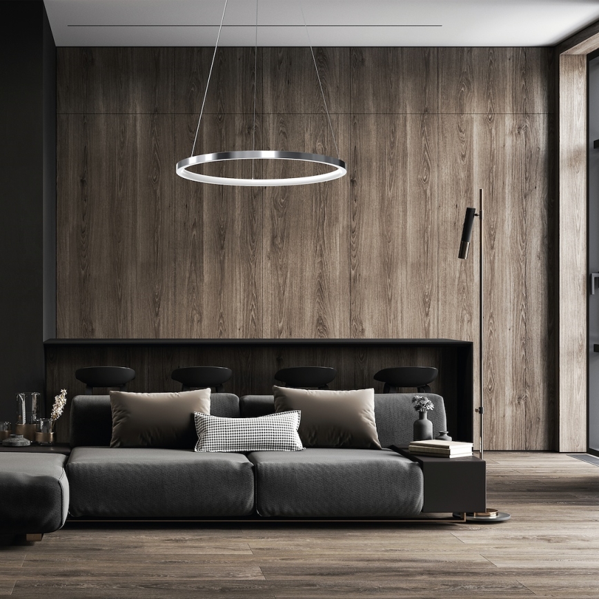 LED Żyrandol na lince HOOP LED/27W/230V śr. 50 cm 4000K chrom błyszczący