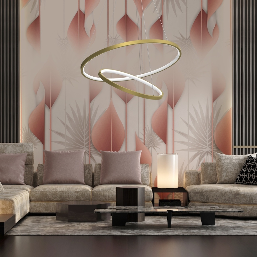 LED Żyrandol na lince HOOP LED/51W/230V śr. 60 cm 4000K złoty
