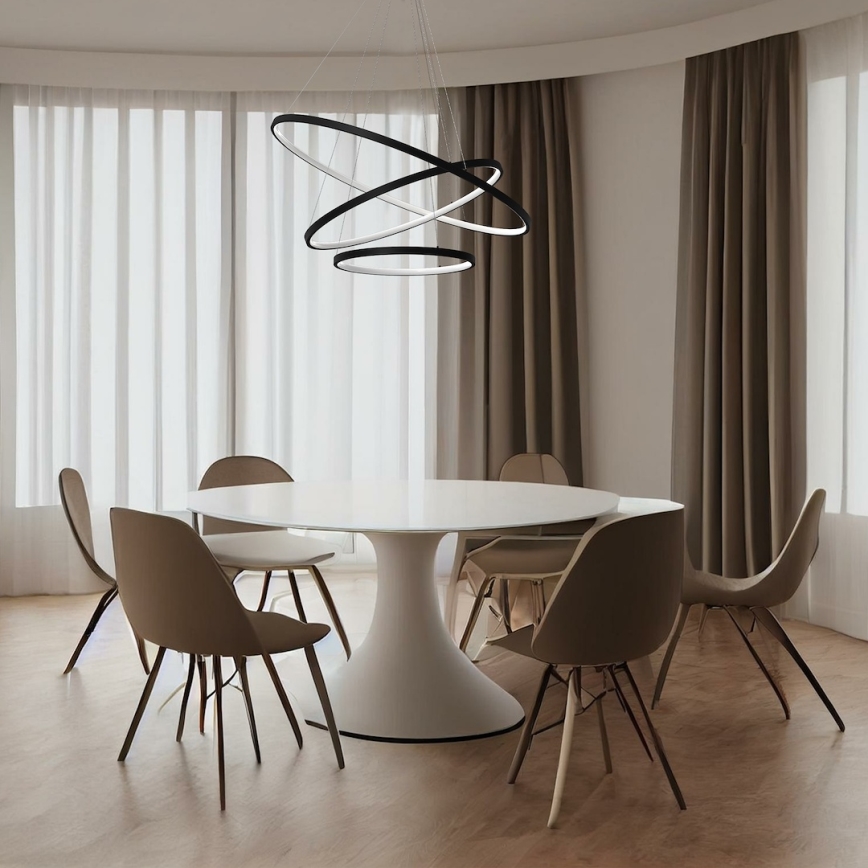 LED Żyrandol na lince HOOP LED/93W/230V śr. 60 cm 4000K czarny