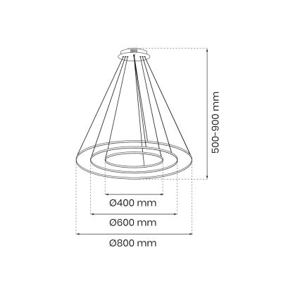 LED Żyrandol na lince HOOP LED/93W/230V śr. 60 cm 4000K czarny