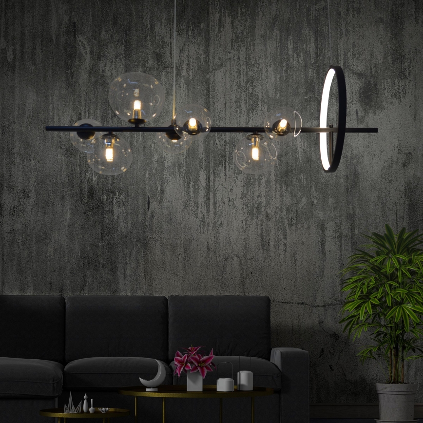 LED Żyrandol na lince HYBRID LED/15W/230V + 7xG9/6W 4000K czarny