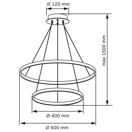 LED Żyrandol na lince LEA LED/35W/230V 4000K śr. 60 cm matowy chrom