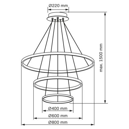 LED Żyrandol na lince LEA LED/60W/230V 4000K śr. 80 cm matowy chrom
