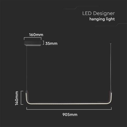 LED Żyrandol na lince LED/12W/230V 4000K czarny
