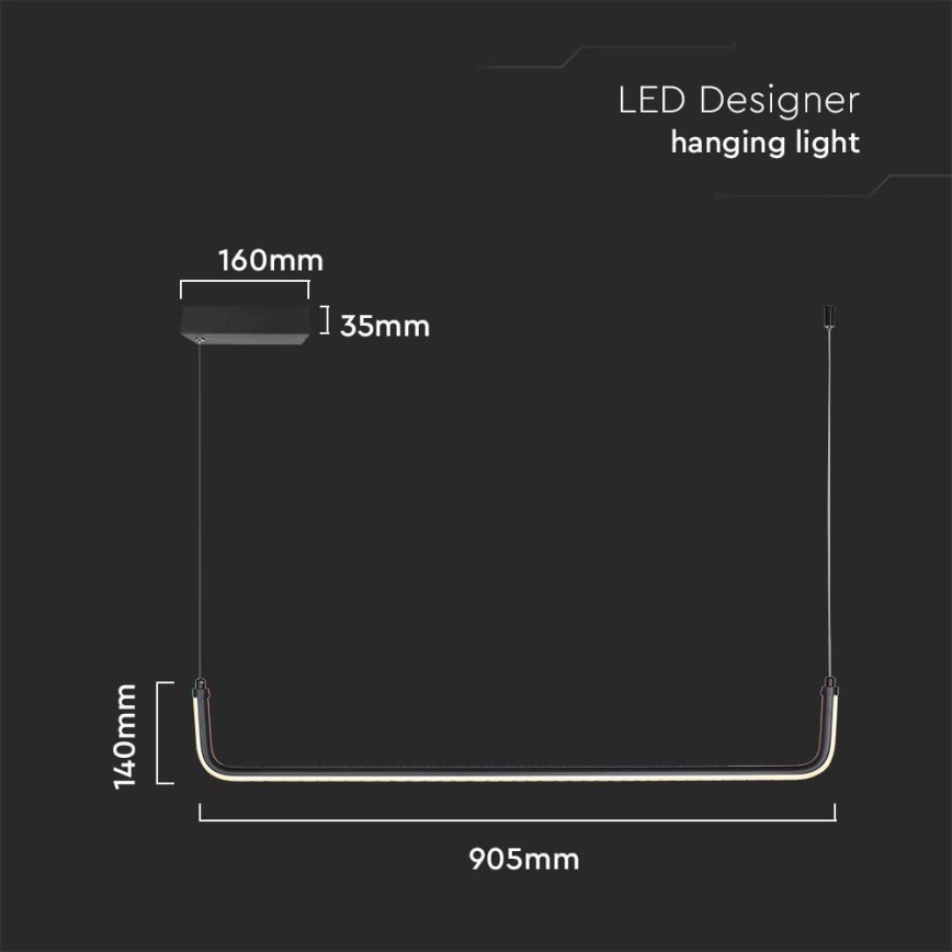 LED Żyrandol na lince LED/12W/230V 4000K czarny