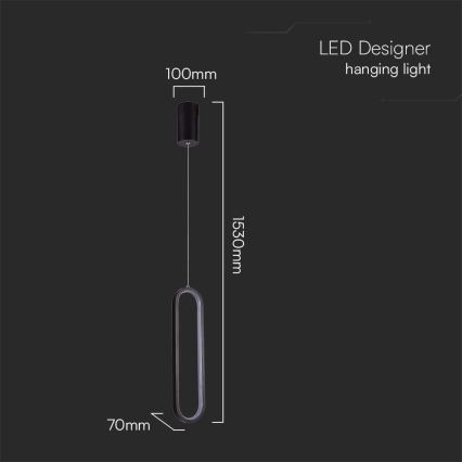 LED Żyrandol na lince LED/13W/230V 3000K czarny