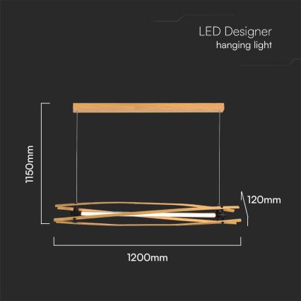 LED Żyrandol na lince LED/15W/230V 3000K brązowy