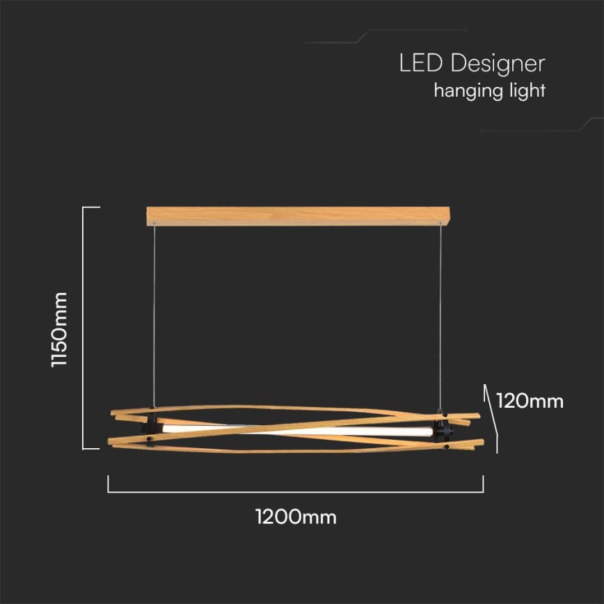 LED Żyrandol na lince LED/15W/230V 3000K brązowy