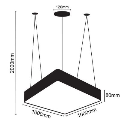 LED Żyrandol na lince LED/170W/230V 4000K 100x100 cm