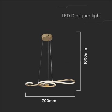 LED Żyrandol na lince LED/18W/230V 3000K złoty