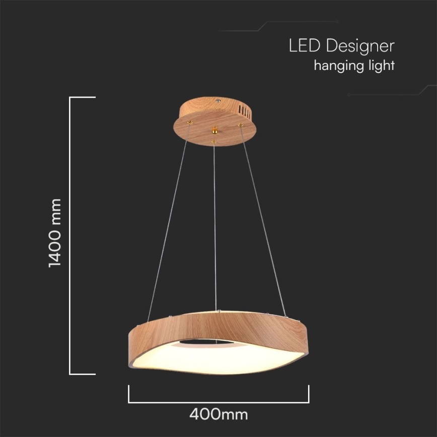 LED Żyrandol na lince LED/18W/230V 3000K ø 40 cm brązowy