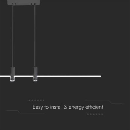 LED Żyrandol na lince LED/19W/230V 3000K czarny