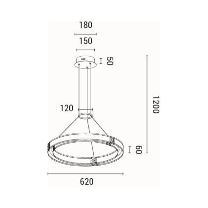 LED Żyrandol na lince LED/21W/230V 3000K 42x120 cm