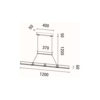 LED Żyrandol na lince LED/21W/230V 3000K 45x120 cm