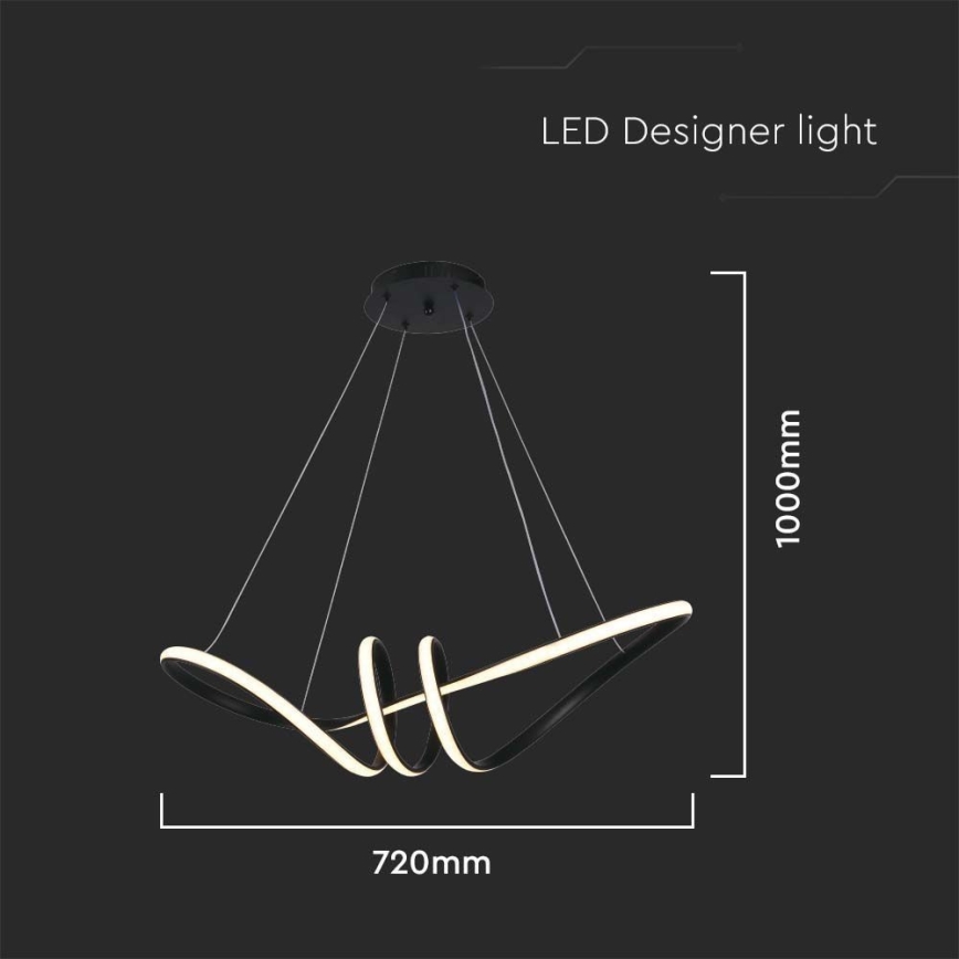 LED Żyrandol na lince LED/24W/230V 3000K czarny