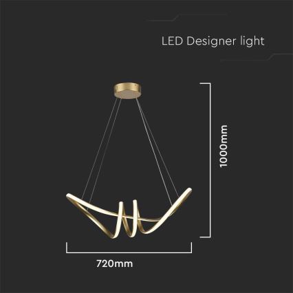 LED Żyrandol na lince LED/24W/230V 3000K złoty