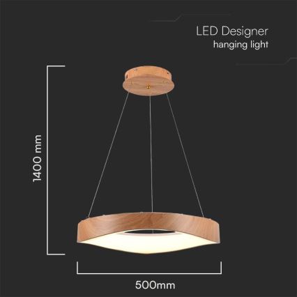 LED Żyrandol na lince LED/25W/230V 3000K ø 50 cm brązowy