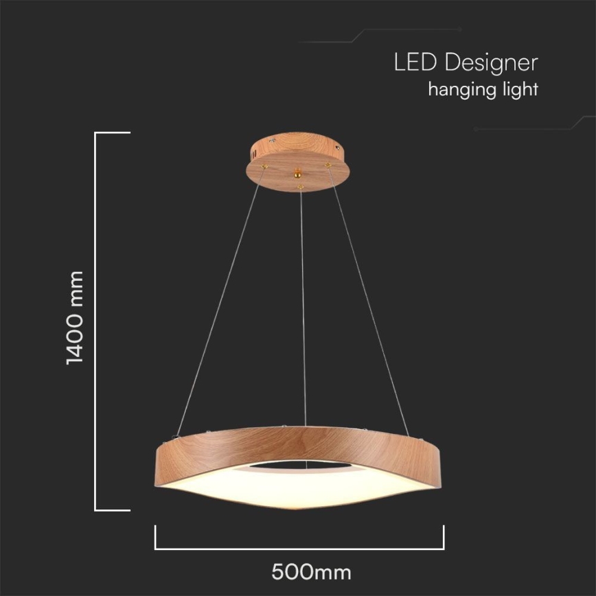 LED Żyrandol na lince LED/25W/230V 3000K ø 50 cm brązowy
