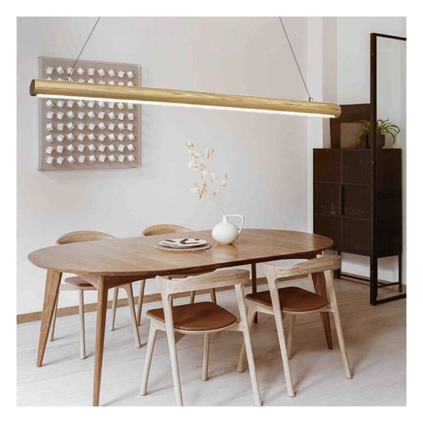 LED Żyrandol na lince LED/26W/230V 4000K 150 cm popiół/solidne drewno