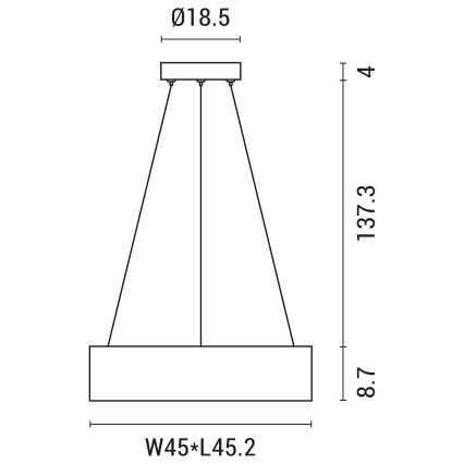 LED Żyrandol na lince LED/30W/230V 3000K 45x45 cm czarny