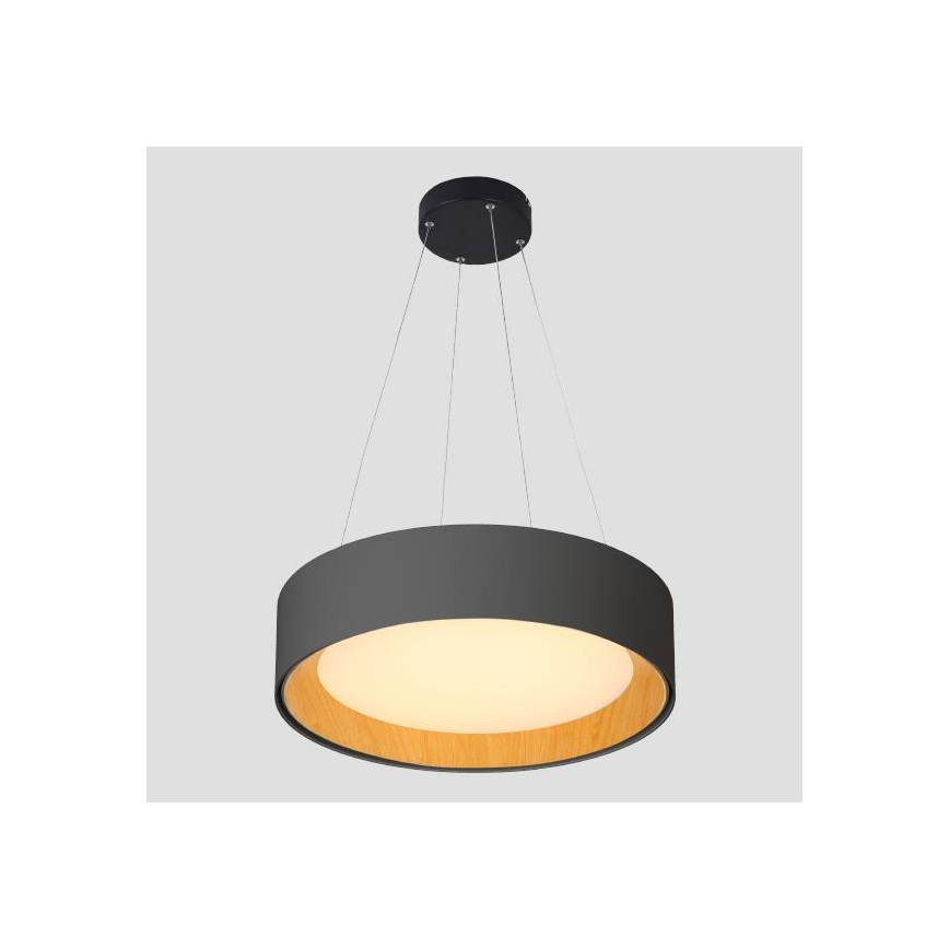 LED Żyrandol na lince LED/30W/230V 3000K śr. 45 cm czarny/dąb