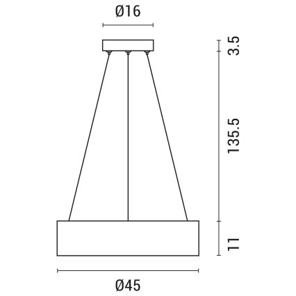 LED Żyrandol na lince LED/30W/230V 3000K śr. 45 cm czarny