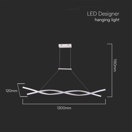 LED Żyrandol na lince LED/30W/230V 4000K biały