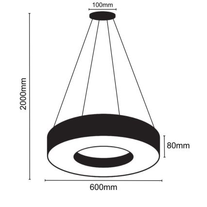 LED Żyrandol na lince LED/30W/230V 4000K śr. 60 cm