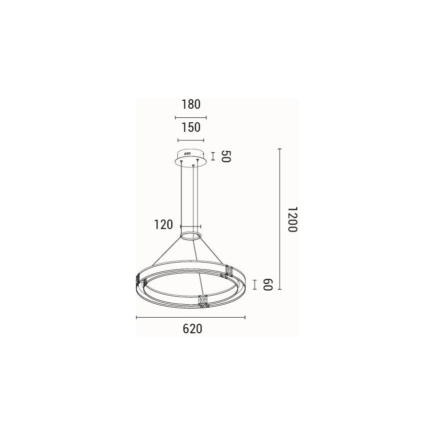 LED Żyrandol na lince LED/33W/230V 3000K 62x120 cm