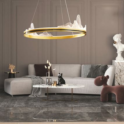LED Żyrandol na lince LED/35W/230V 3000K złoty
