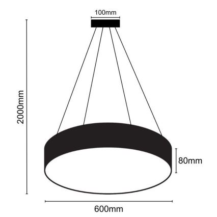 LED Żyrandol na lince LED/35W/230V 4000K śr. 60 cm