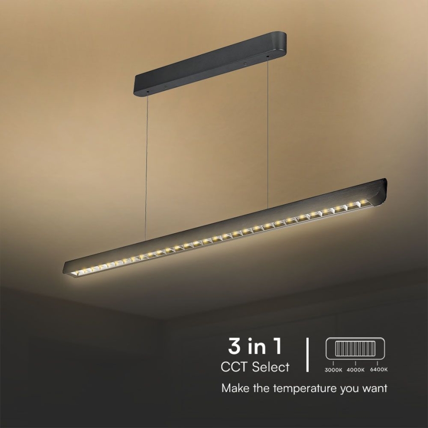 LED Żyrandol na lince LED/36W/230V 3000/4000/6400K czarny