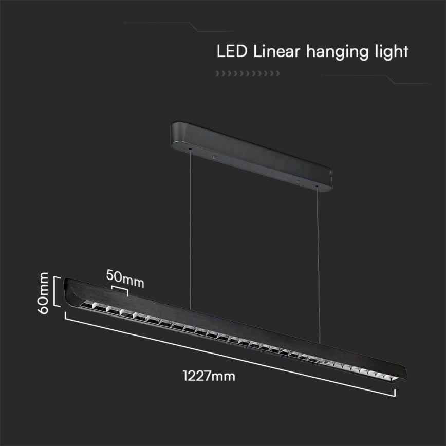 LED Żyrandol na lince LED/36W/230V 3000/4000/6400K czarny