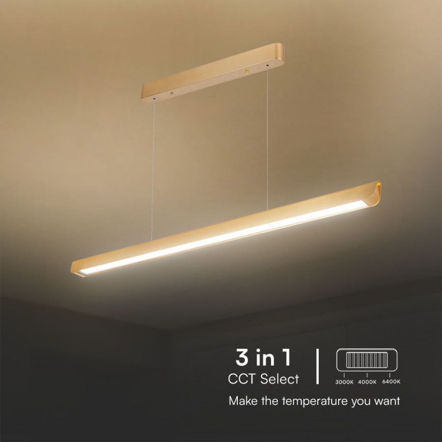 LED Żyrandol na lince LED/36W/230V 3000/4000/6400K złoty