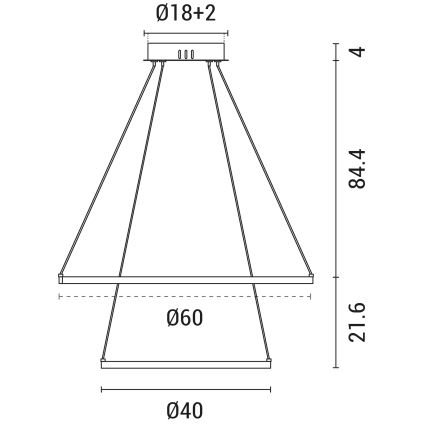 LED Żyrandol na lince LED/37W/230V 3000K biały