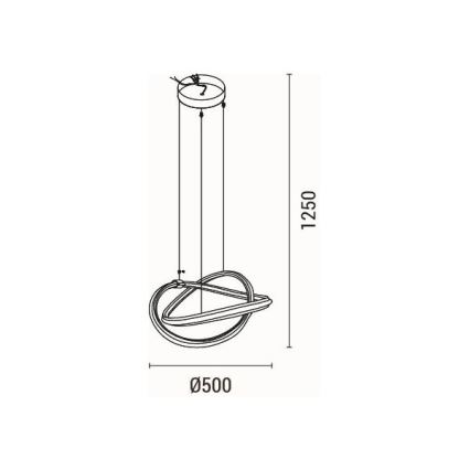 LED Żyrandol na lince LED/38W/230V 3000K 50x120 cm