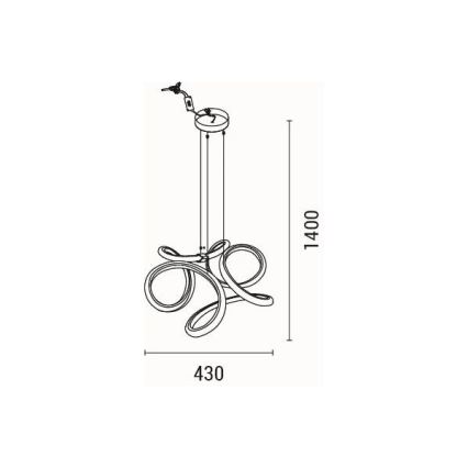 LED Żyrandol na lince LED/38W/230V 3000K