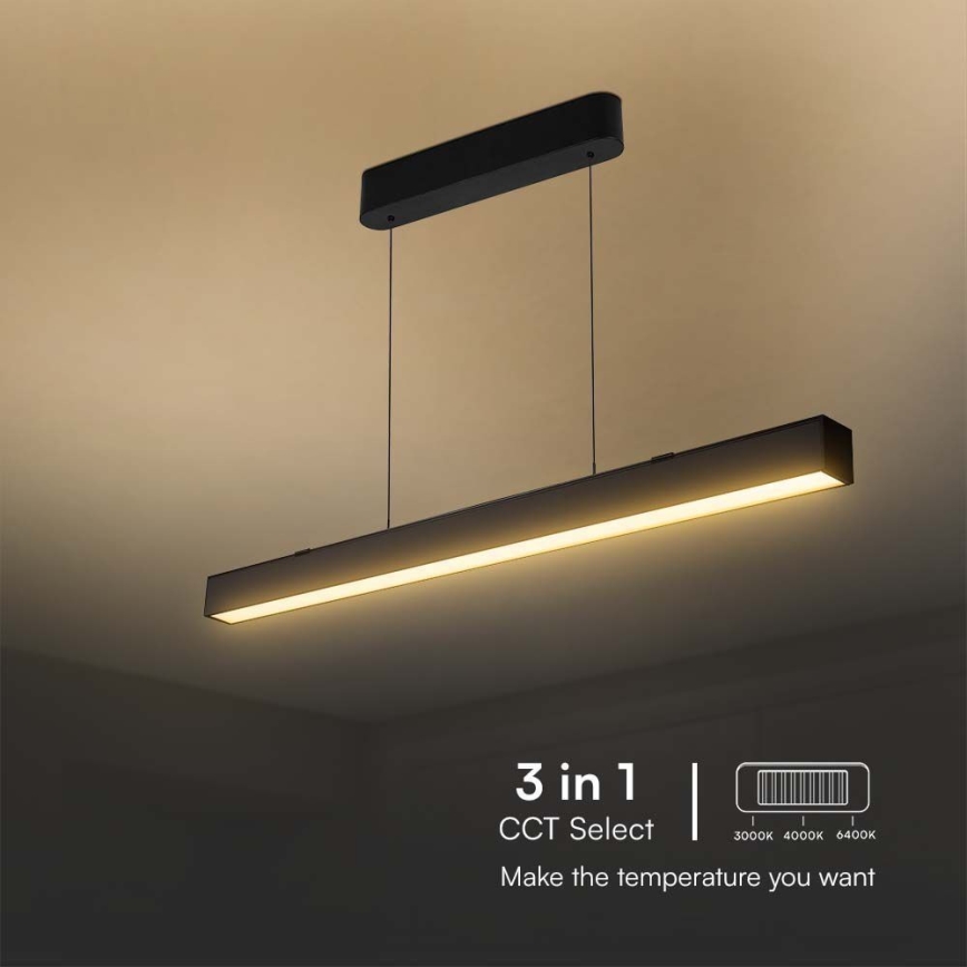 LED Żyrandol na lince LED/40W/230V 3000/4000/6400K czarny