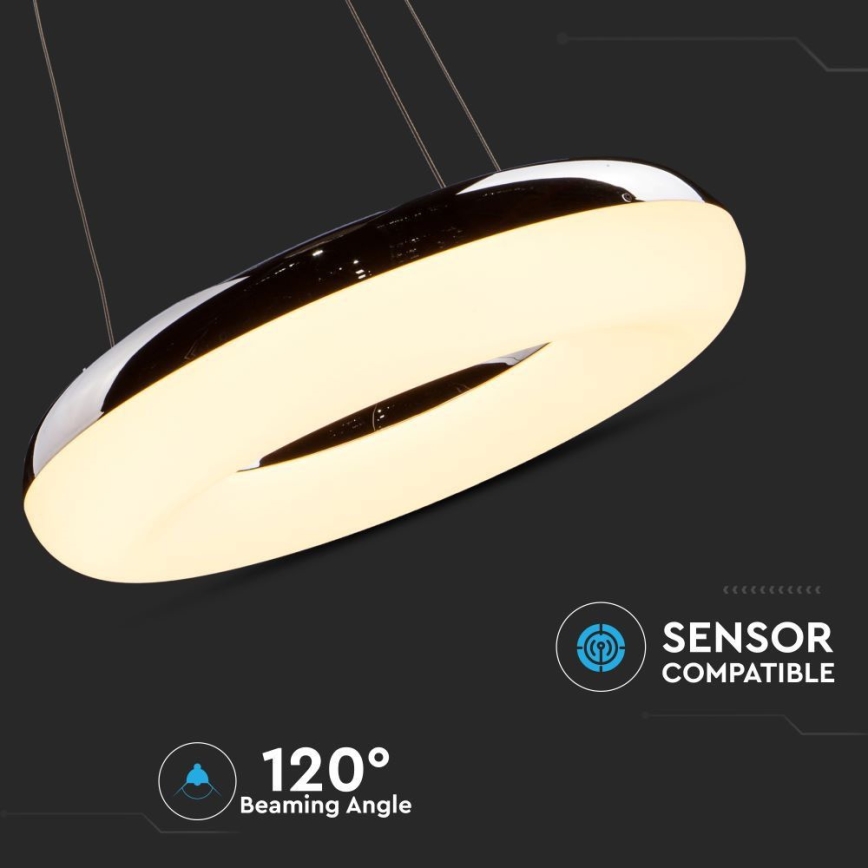LED Żyrandol na lince LED/40W/230V 3000K śr. 40 cm chrom błyszczący